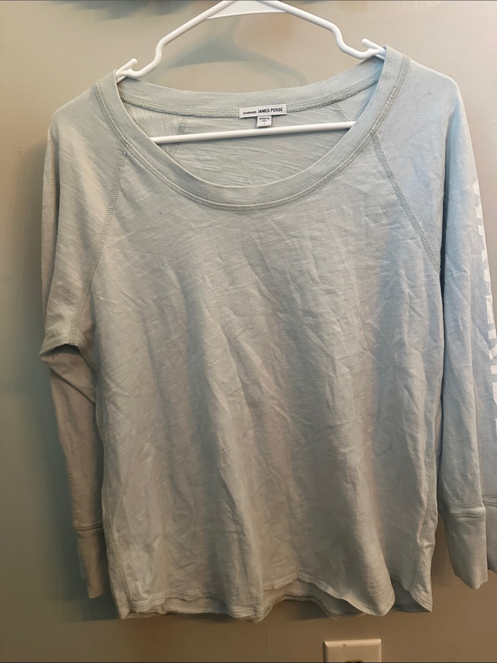 James Perse Pale Blue Long-Sleeve Scoop Neck Tee